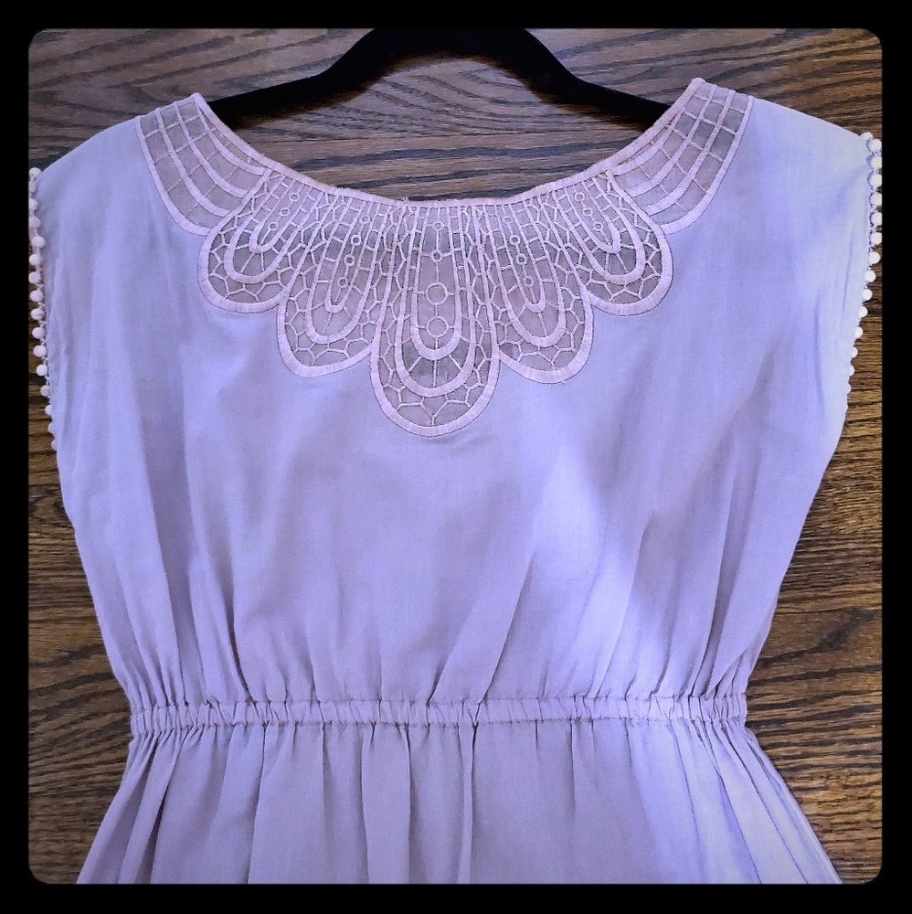 Anthropologie mauve embroidered top